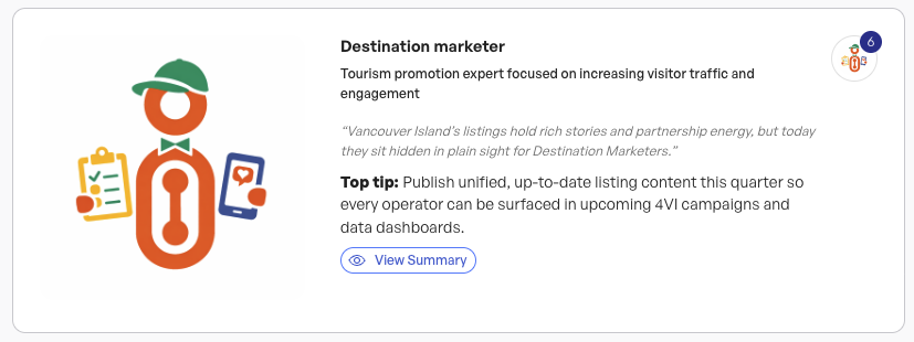 Destination Marketer agent summary and personalized recommendation